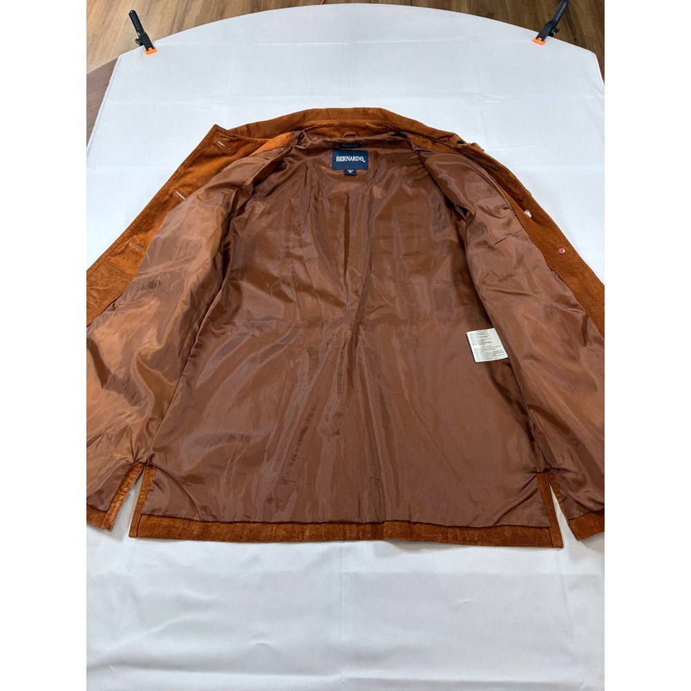 Bernardo Nordstrom Cognac Brown Suede Leather Button Front Jacket Womens M VTG - Picture 10 of 10